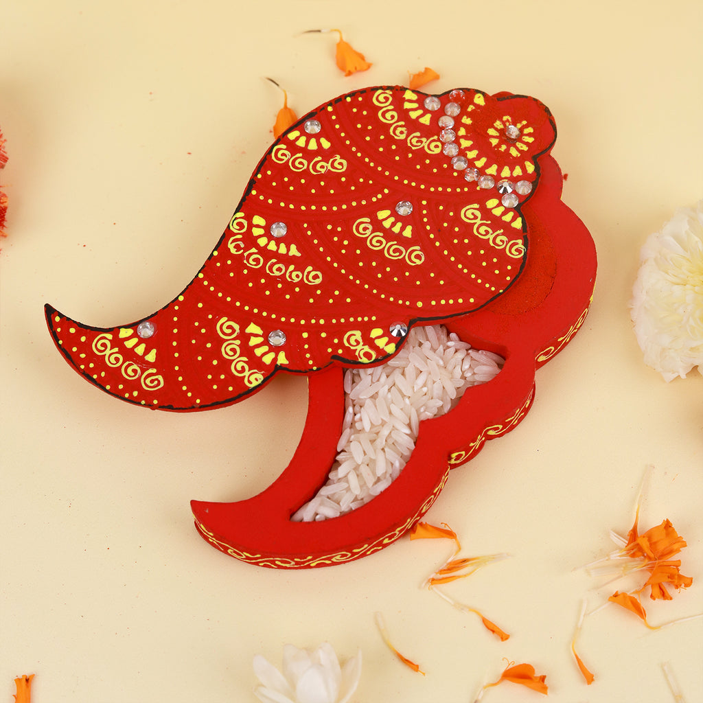 Royal Beads Bhaiya Bhabhi Rakhi Set with Designer Pink Feather Thali