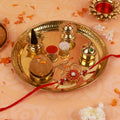 Premium Bhaiya Bhabhi Rakhi Set with Handcrafted Designer Thali & Roli-Chawal
