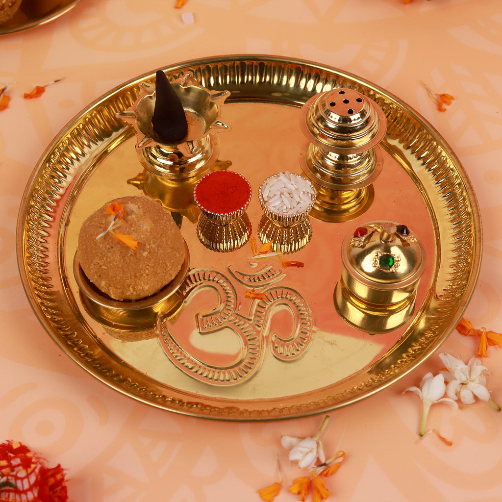 Premium Bhaiya Bhabhi Rakhi Set with Handcrafted Designer Thali & Roli-Chawal