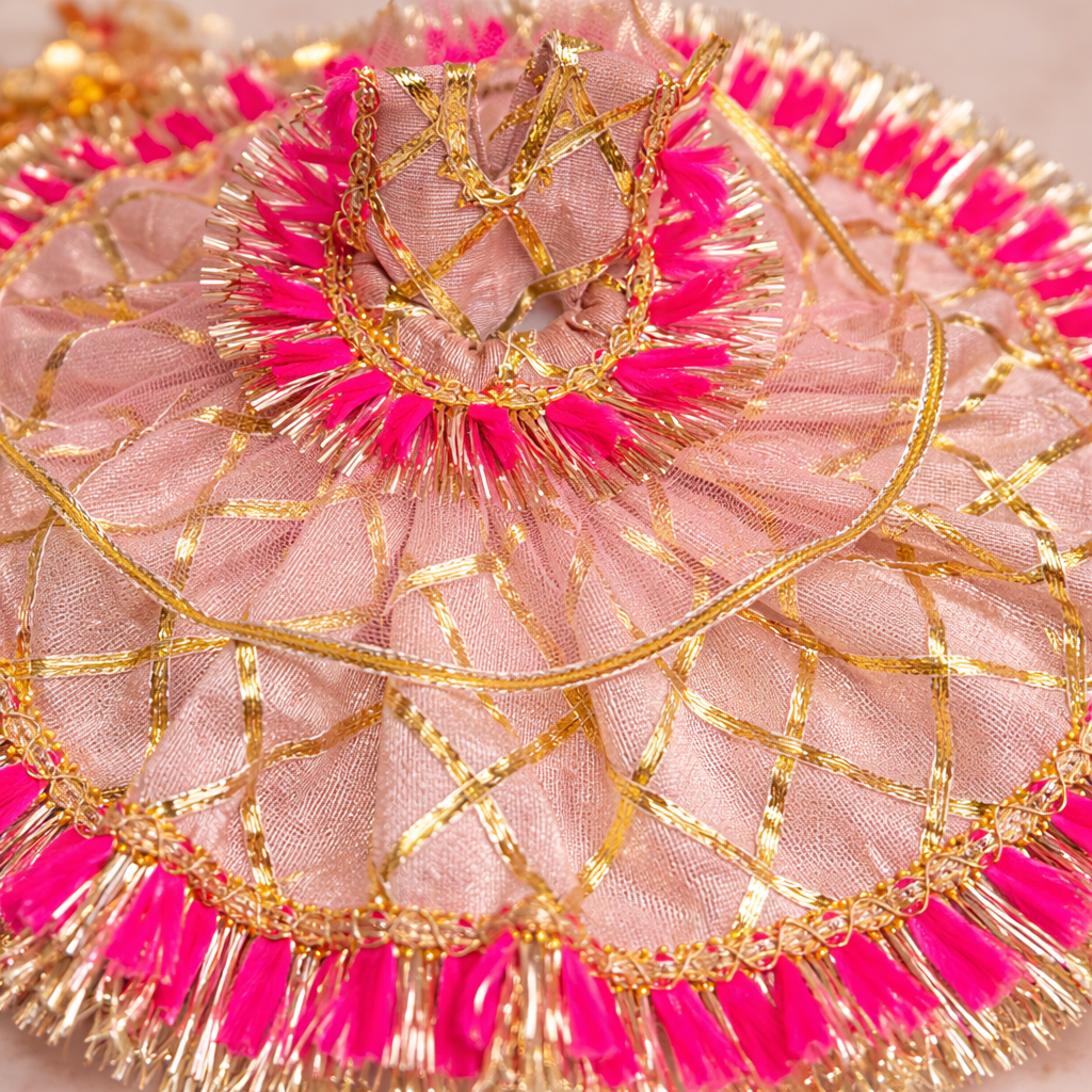Laddu Gopal Baby Pink Gota Poshak