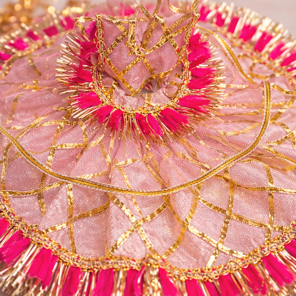 Laddu Gopal Baby Pink Gota Poshak