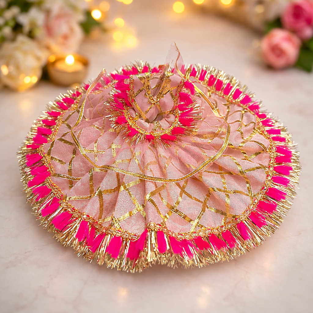 Laddu Gopal Baby Pink Gota Poshak
