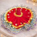 Laddu Gopal Red Velvet Blue Layered Poshak