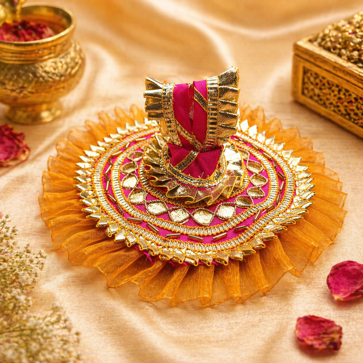Laddu Gopal Orange & Pink Elegance
