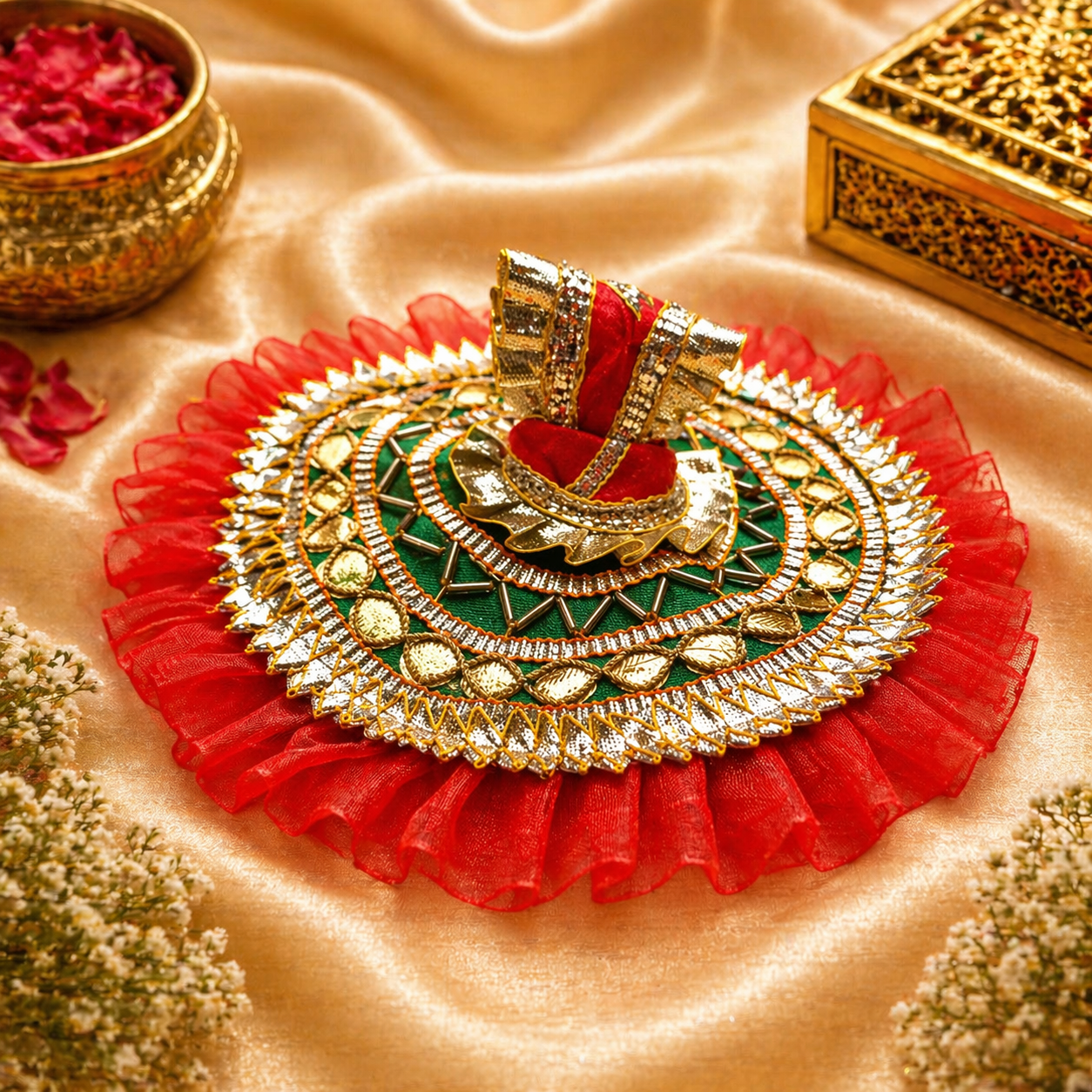 Laddu Gopal Red & Green Elegance
