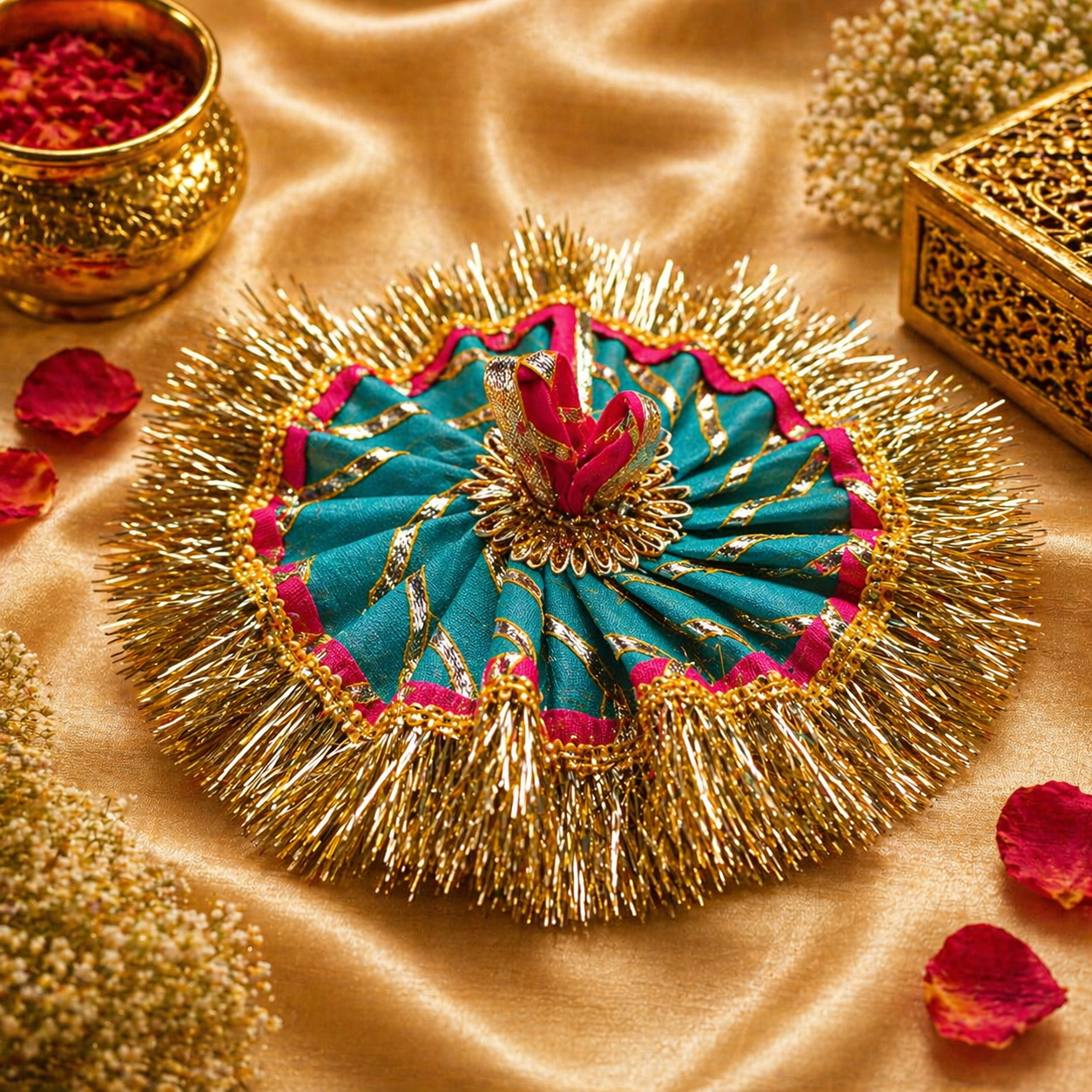 Laddu Gopal Teal & Pink Elegance