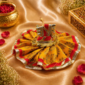 Laddu Gopal Mustard & Red Elegance