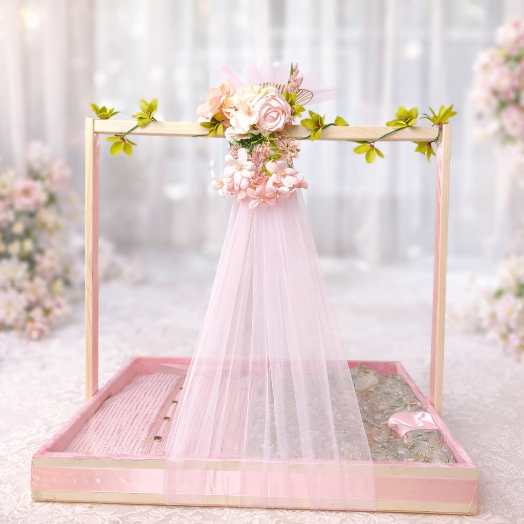 Premium Floral Trousseau Packaging – Elegant Wedding Gift Display Tray