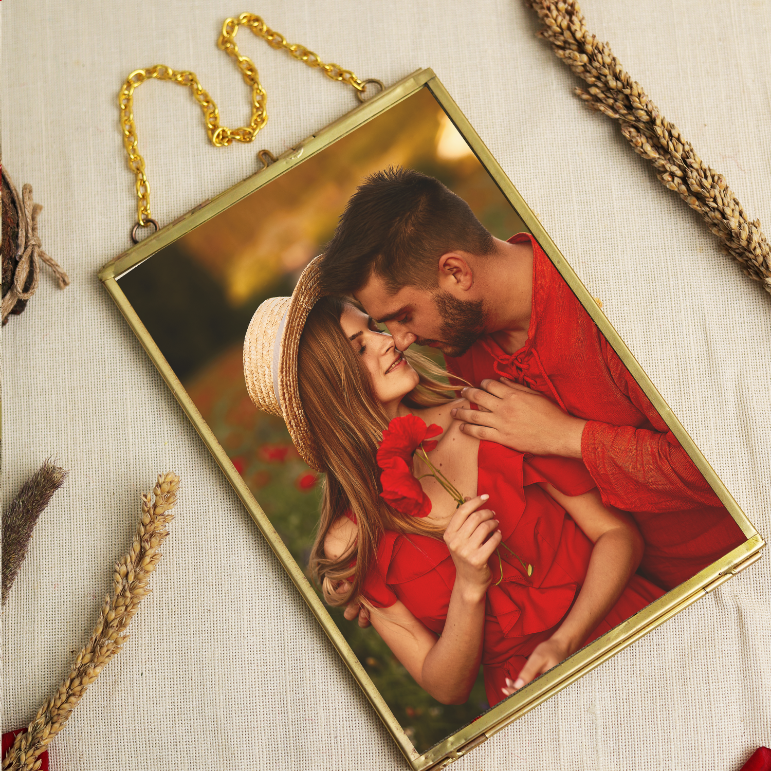 Personalized Vintage Brass Frame Gift Hamper