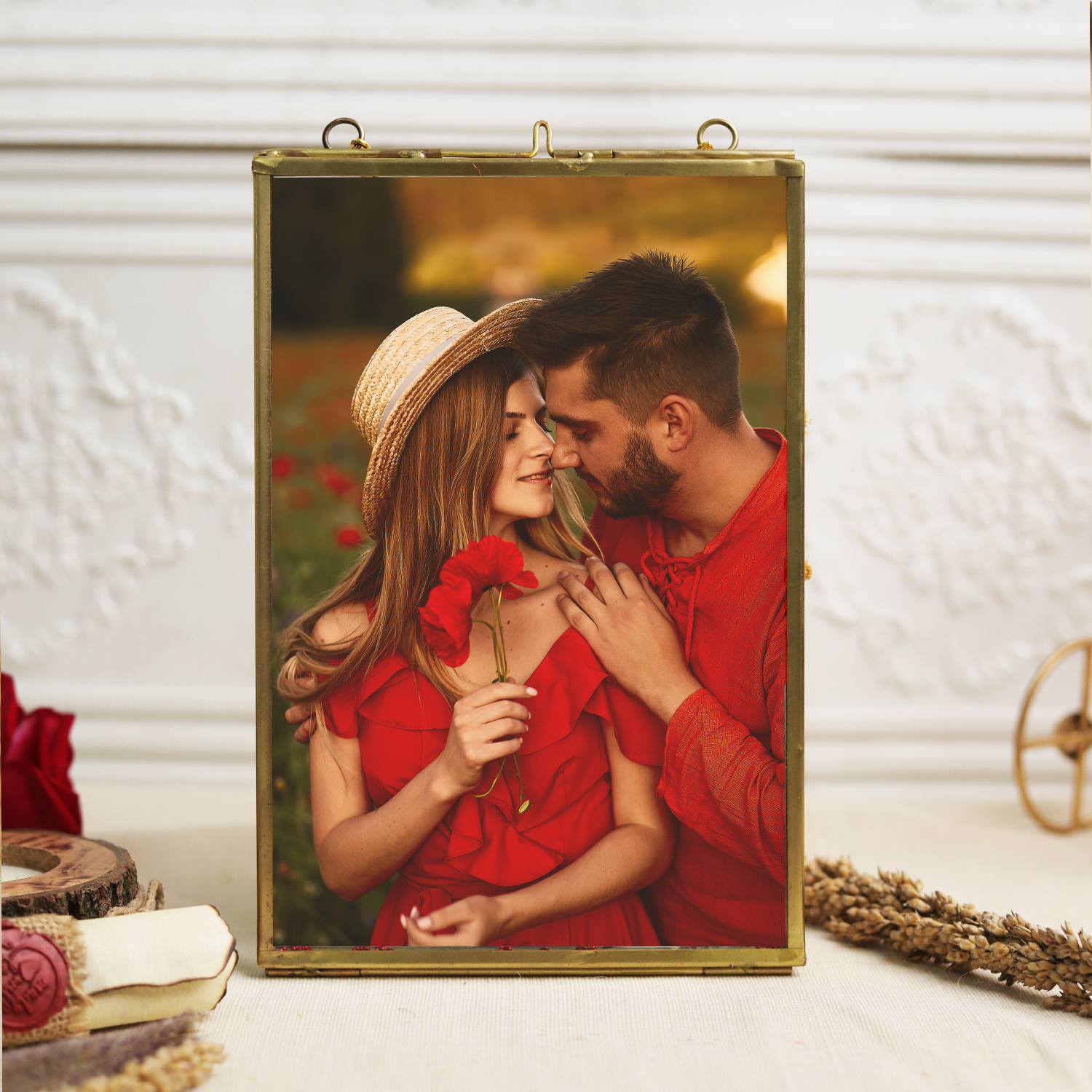 Personalized Vintage Brass Frame Gift Hamper