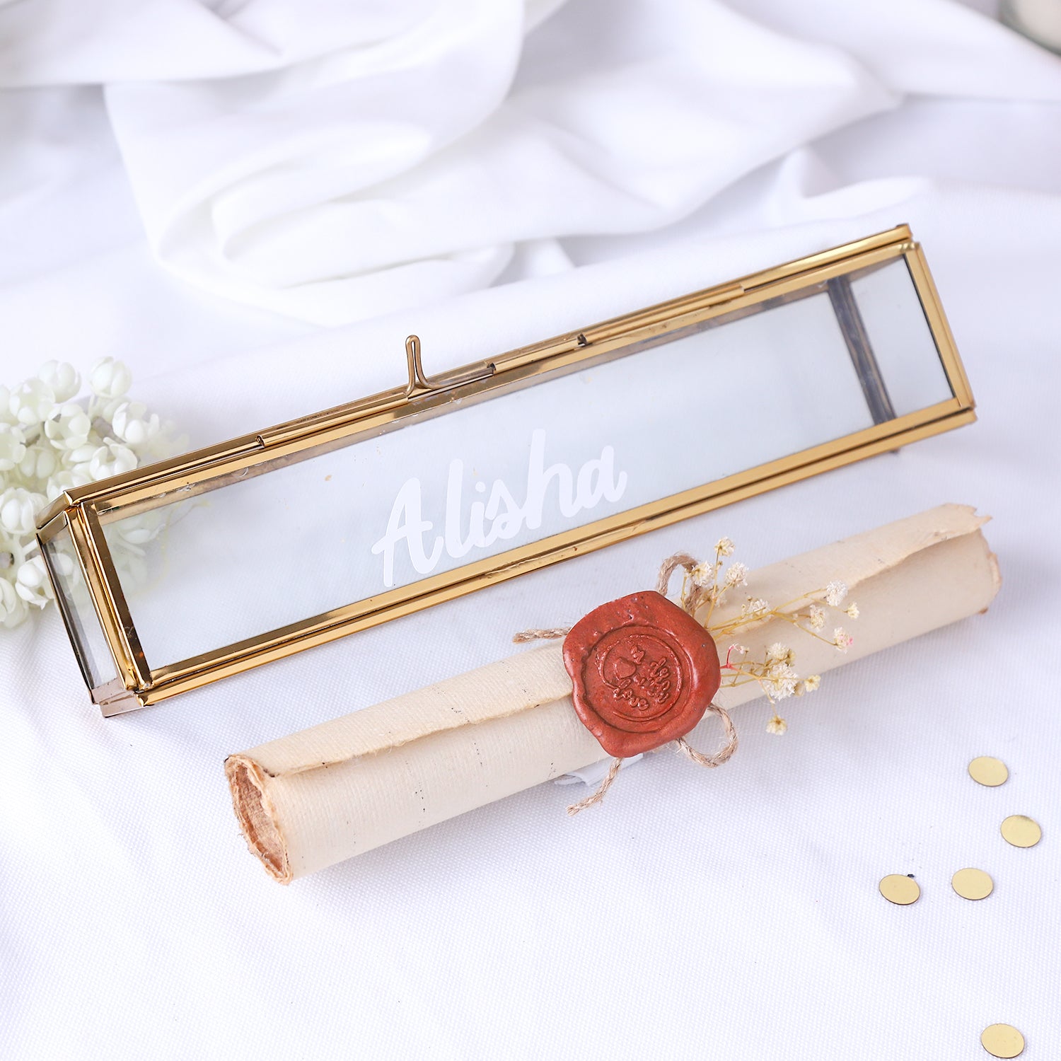 Personalized Vintage Love Scroll & Glass Keepsake Box