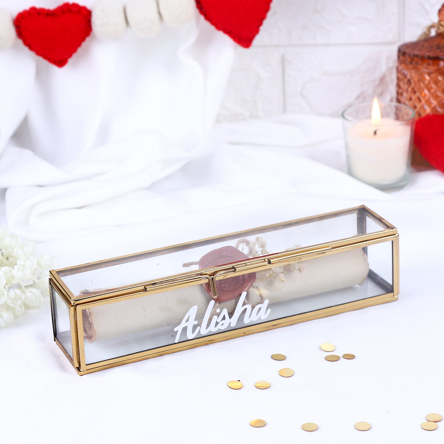 Personalized Vintage Love Scroll & Glass Keepsake Box