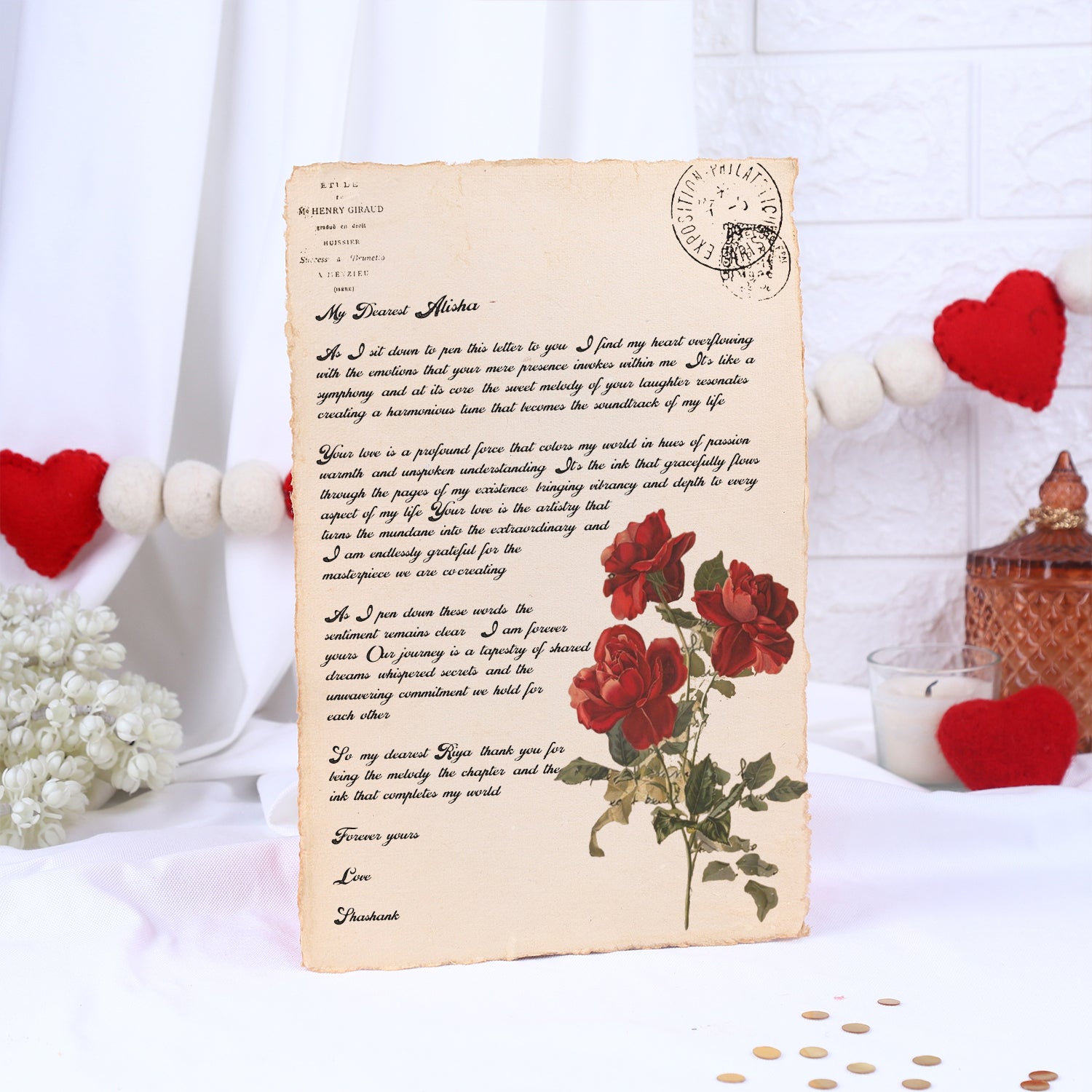 Personalized Vintage Love Scroll & Glass Keepsake Box