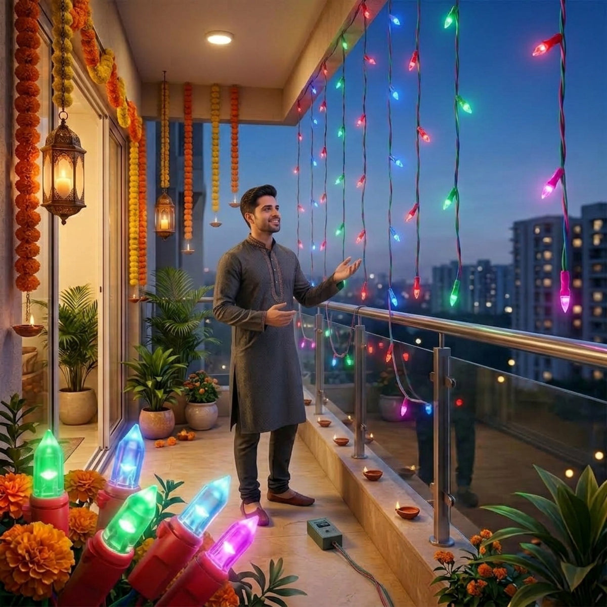 DecorGlow 25M Multicolor String Lights |Pack of 2