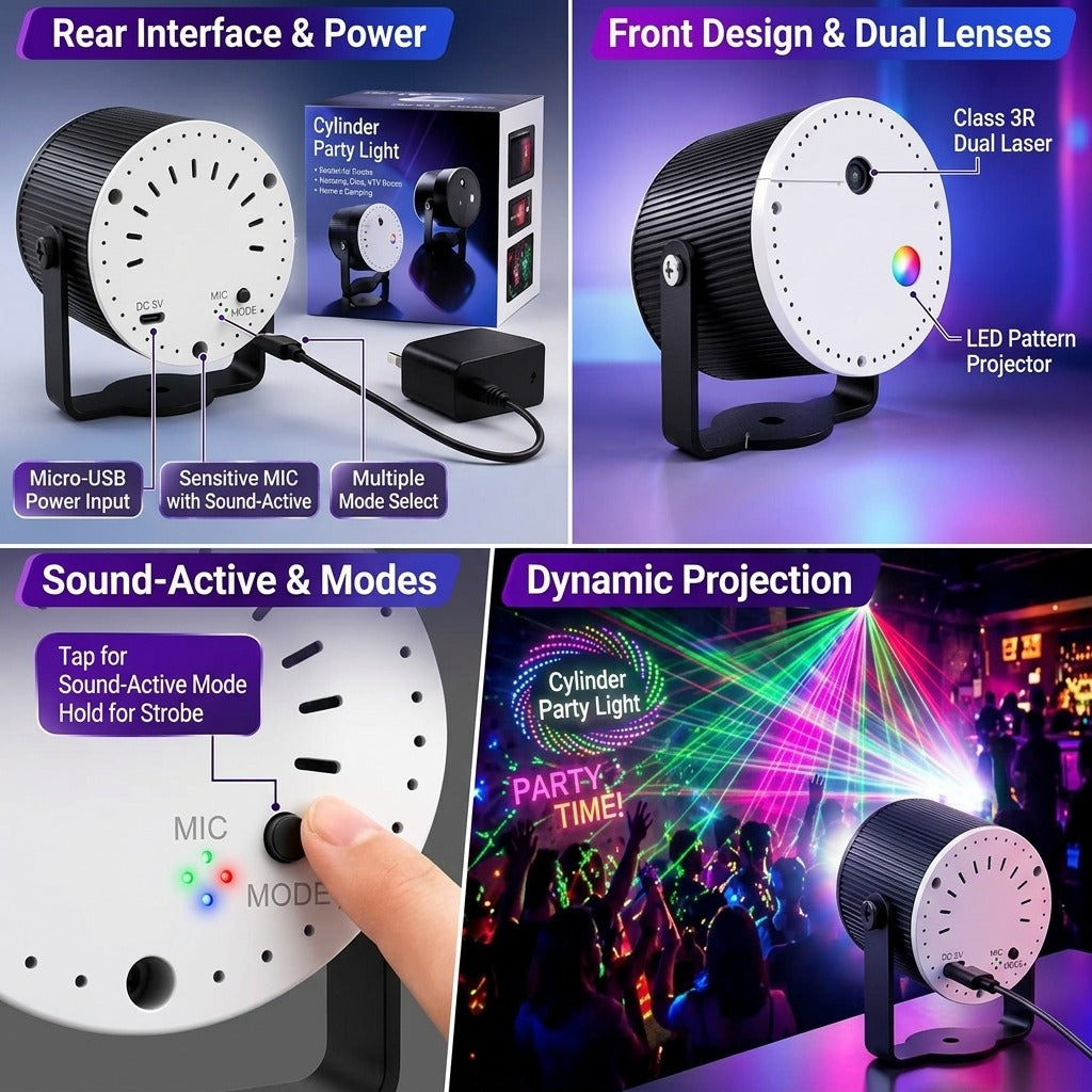Festive Multicolor 16-Pattern Party Projector Light
