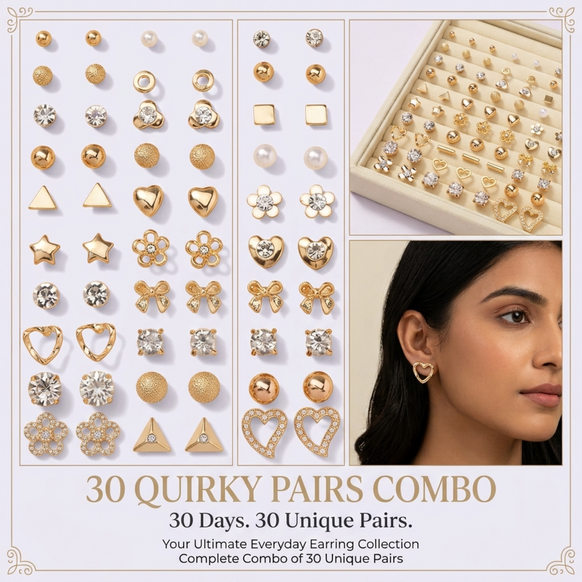 Desert Luxe Collection – 30 Quirky Pairs Stud & Hoop Earring Set