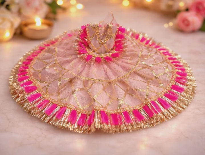 Laddu Gopal Baby Pink Gota Poshak